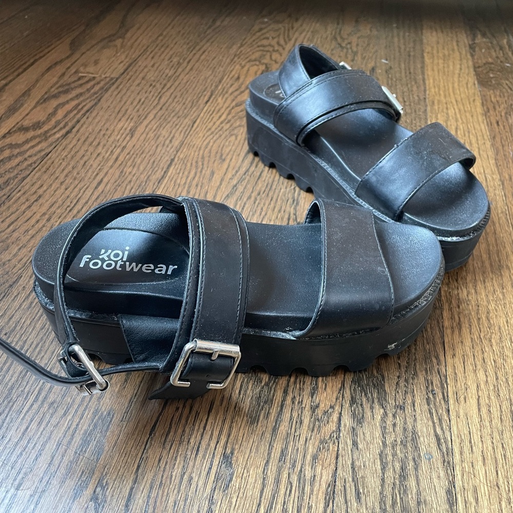 Size 37 Koi Footwear Black Chunky Sandals